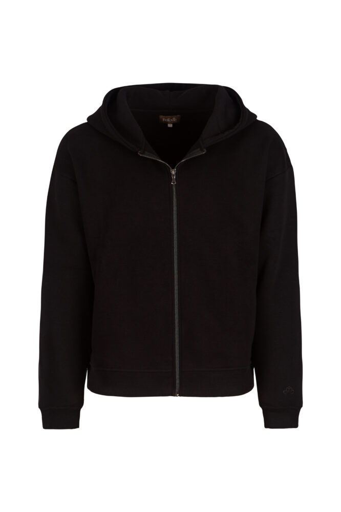 Kadın Basic Siyah Fermuarlı Hoodie